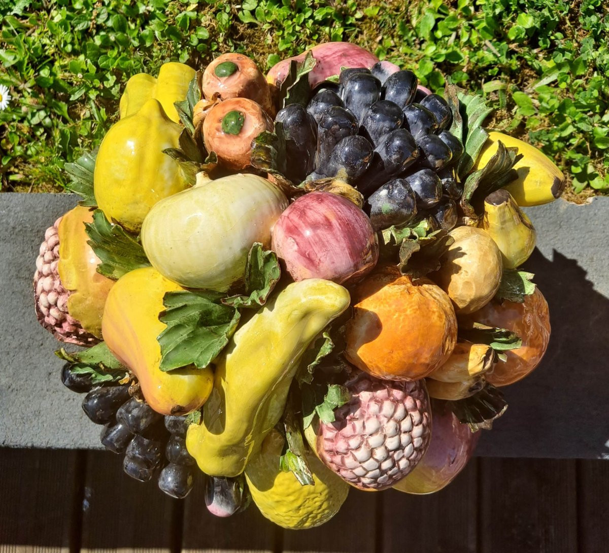 Pair Of Fruit Bowls In Italian Barbotine-photo-3