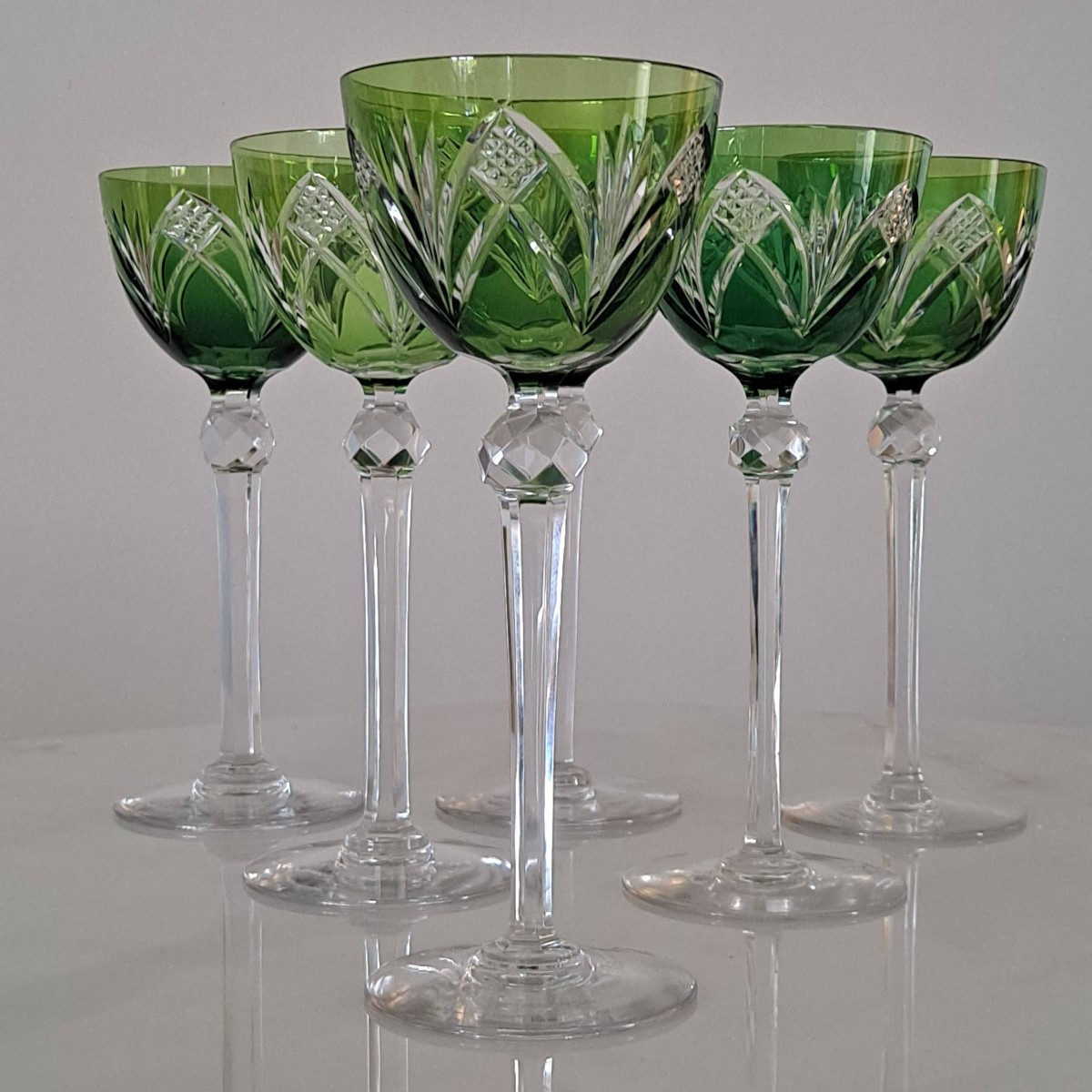 Set Of 6 Rhine Crystal Nancy Wine Glasses