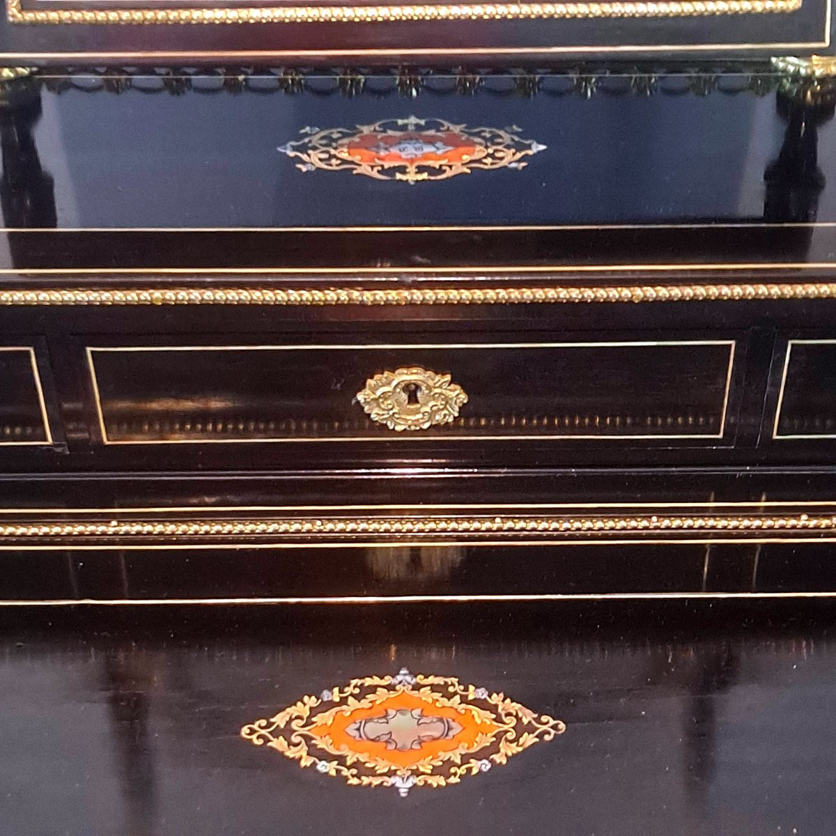 Bureau de dame Napoléon III en bois noirci meuble à combinaison-photo-1