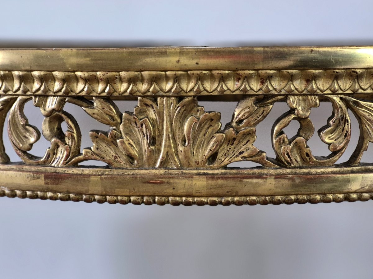 Half-moon Console In Gilded Wood With Marble Top 19th Century-photo-2