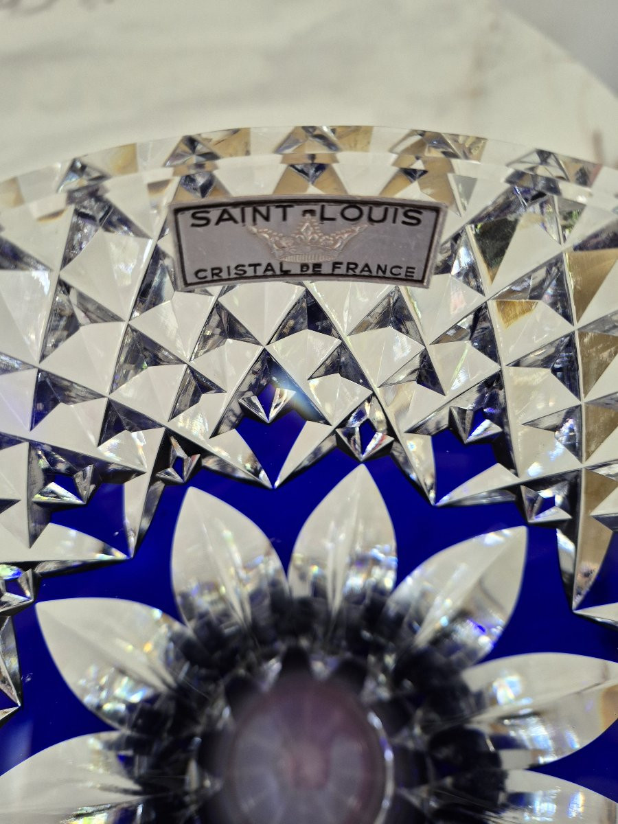 Vase bleu cristal SAINT LOUIS hauteur 30 cm-photo-2