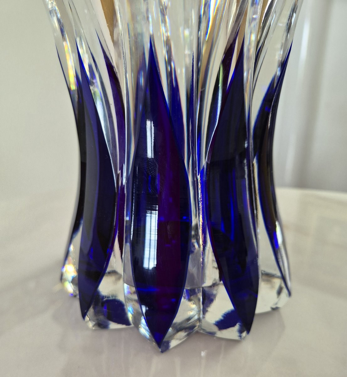 Vase bleu cristal SAINT LOUIS hauteur 30 cm-photo-4
