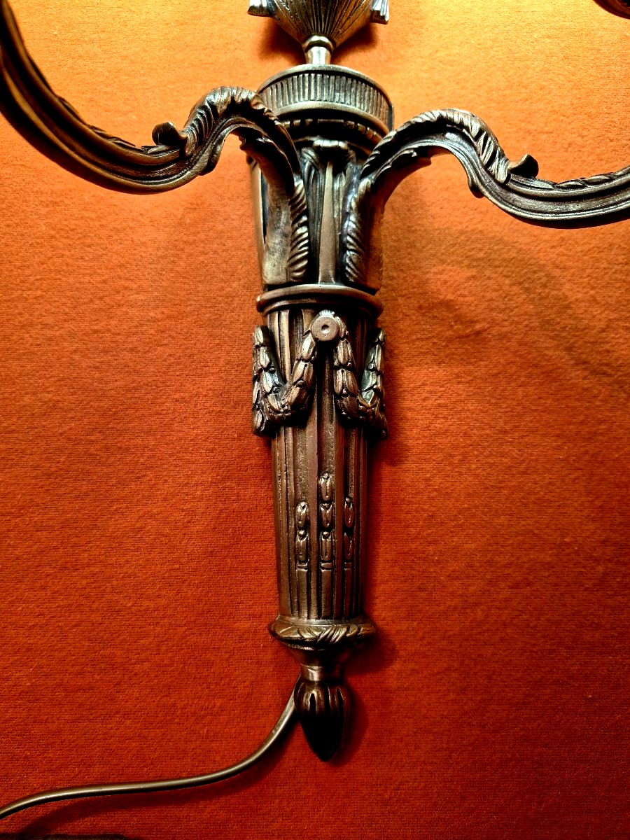 Paire d'appliques en bronze style Louis XVI-photo-3