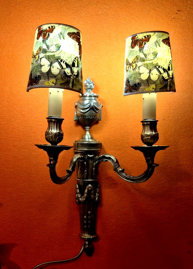 Paire d'appliques en bronze style Louis XVI-photo-4