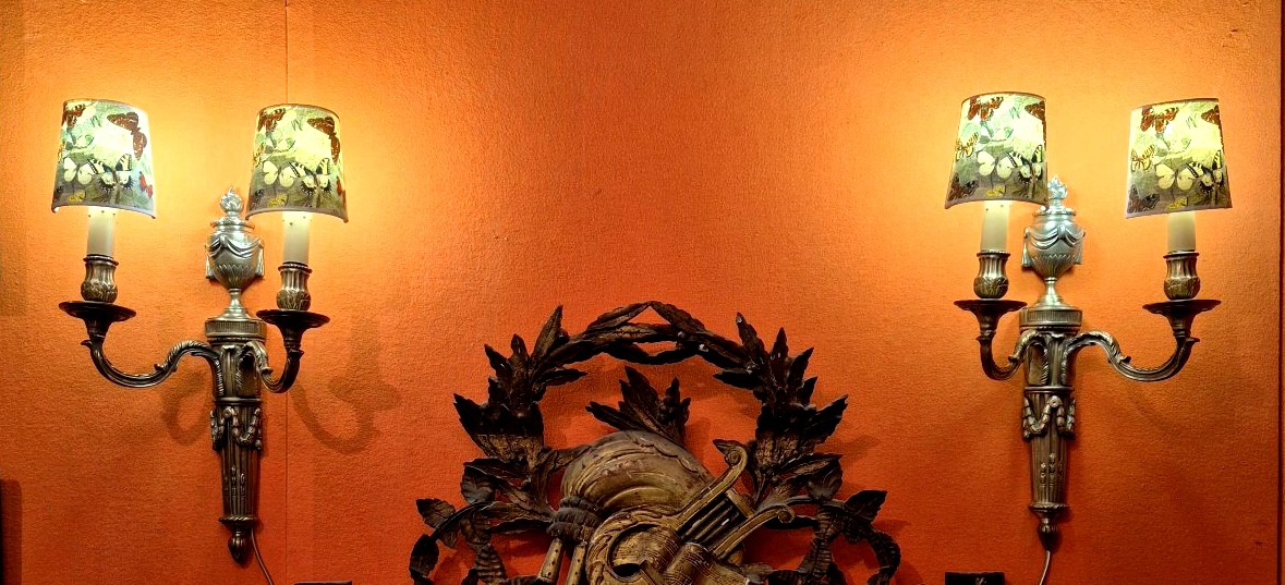 Paire d'appliques en bronze style Louis XVI-photo-2