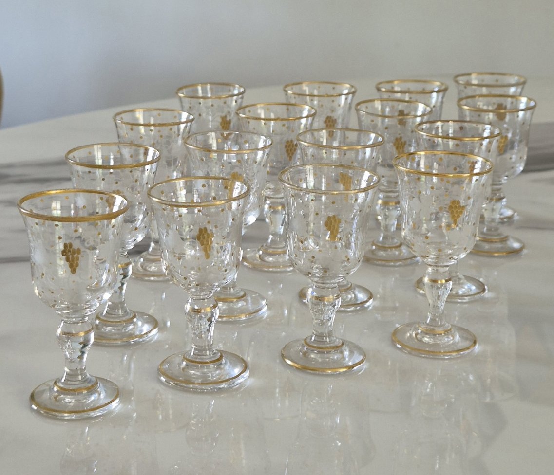 Cave à liqueur Napoléon III Verrerie Baccarat complète-photo-3