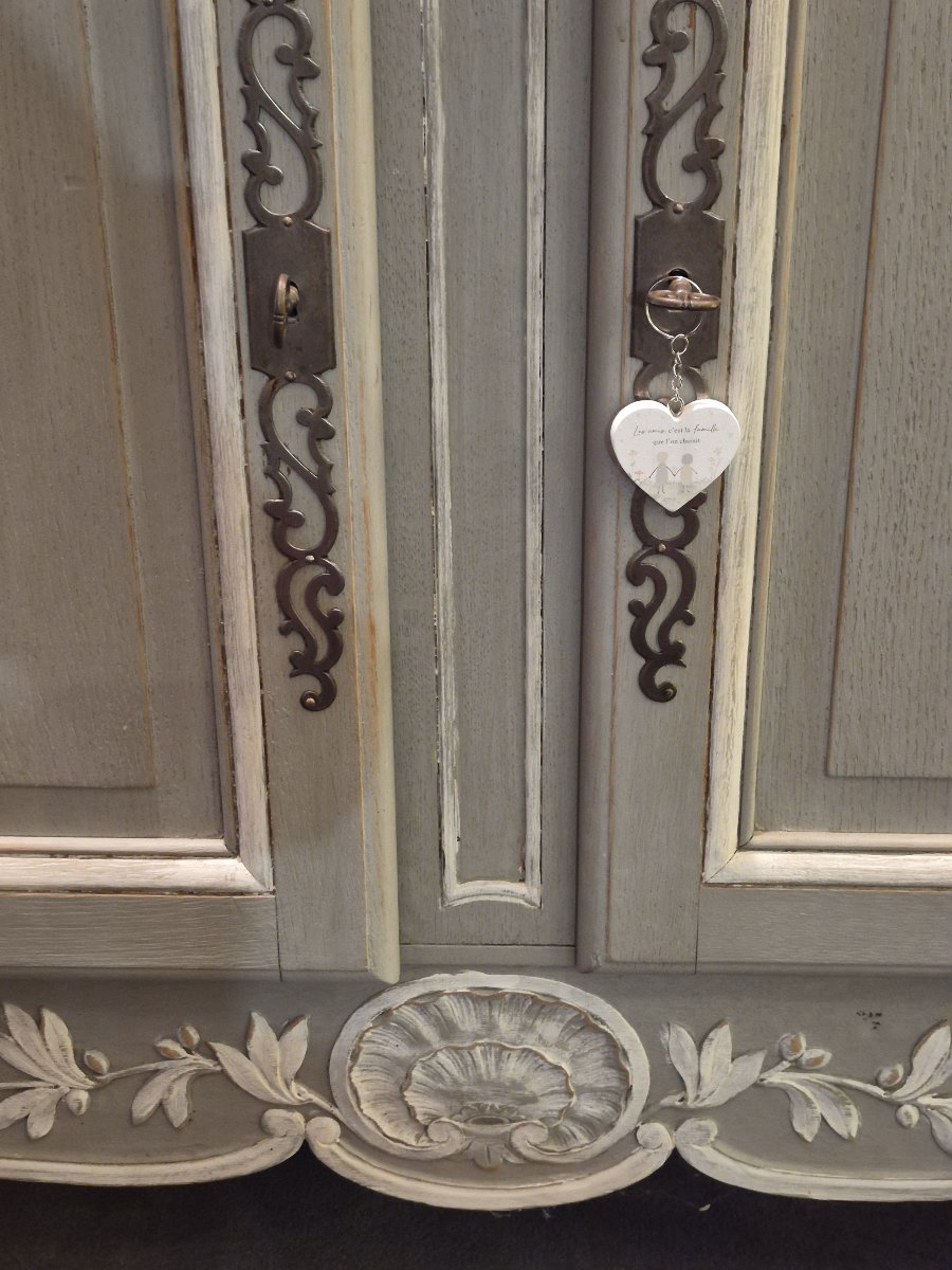 19th-century 2-door Painted Wooden Sideboard-photo-2