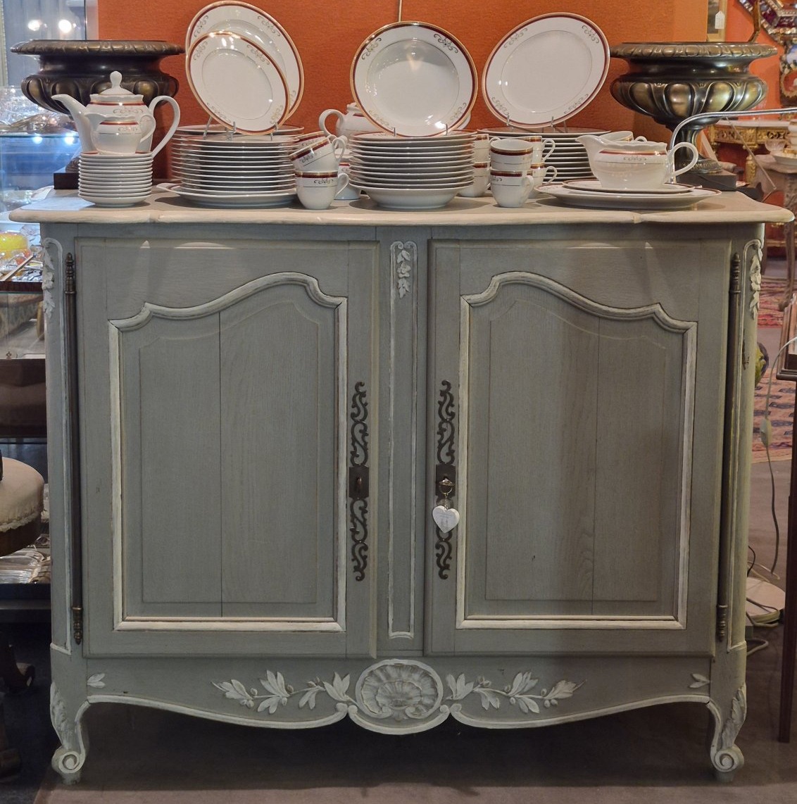 19th-century 2-door Painted Wooden Sideboard