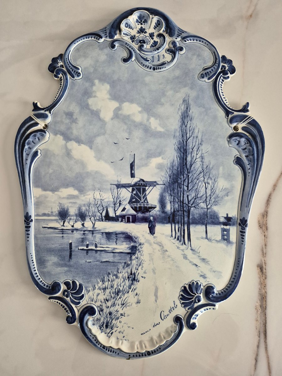 Paire de plaques décoratives en faïence de DELFT-photo-2