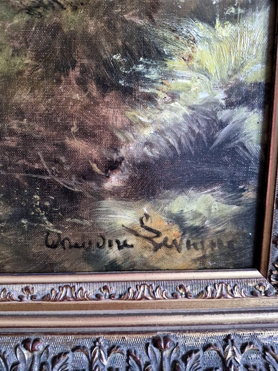 "hunting Dog" By Théodore Levigne (1848–1912) Oil On Canvas-photo-3
