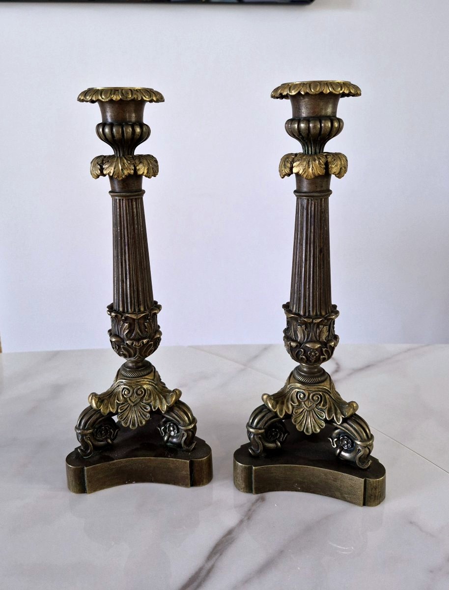 Pair Of Bronze Candlesticks Restoration