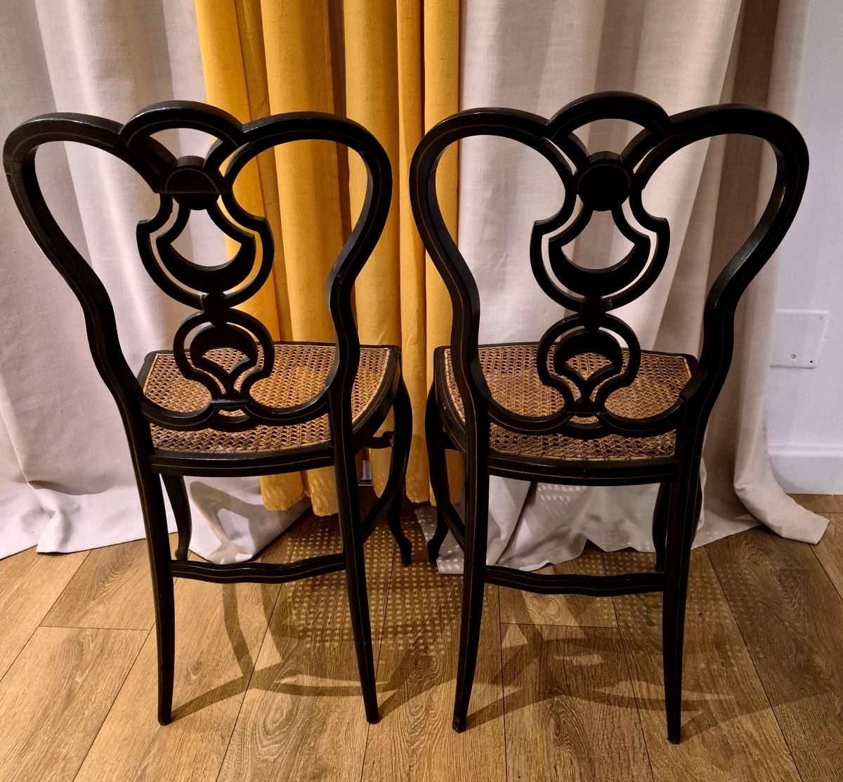 Pair Of Napoleon III Chairs With Burgauté Decoration-photo-4