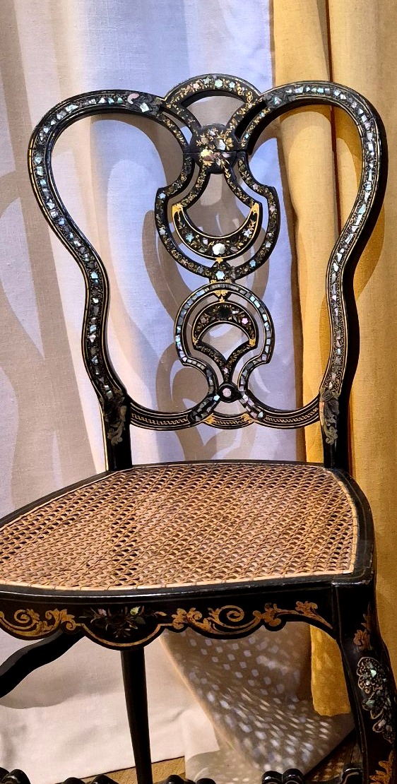 Pair Of Napoleon III Chairs With Burgauté Decoration-photo-2