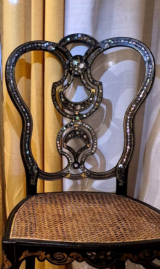 Pair Of Napoleon III Chairs With Burgauté Decoration-photo-3