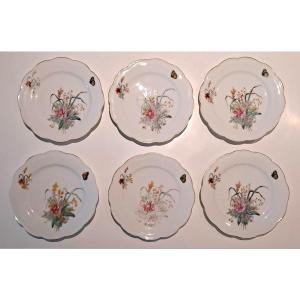 Assiettes En Porcelaine De Paris Décor Floral XIXème