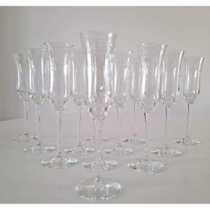 Series Of 12 Baccarat Crystal Flutes