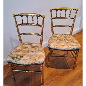 Pair Of Charivari Chairs In Golden Wood