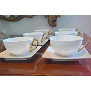 série de 6 tasses blanches Pierre Casenove Artoria Limoges