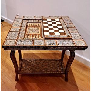 Syrian Marquetry Games Table, 20th Century
