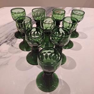 Set Of 10 Green Roemer Glasses