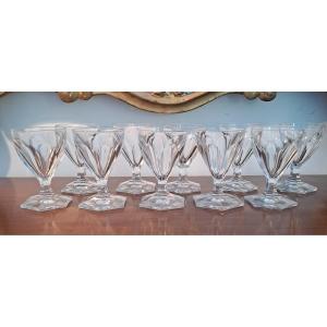 Set Of 10 Crystal Wine Or Port Glasses