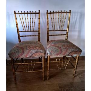 Paire de chaises Napoléon III façon bambou