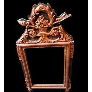 Small Louis XVI Style Mirror Carved And Gilded Wood