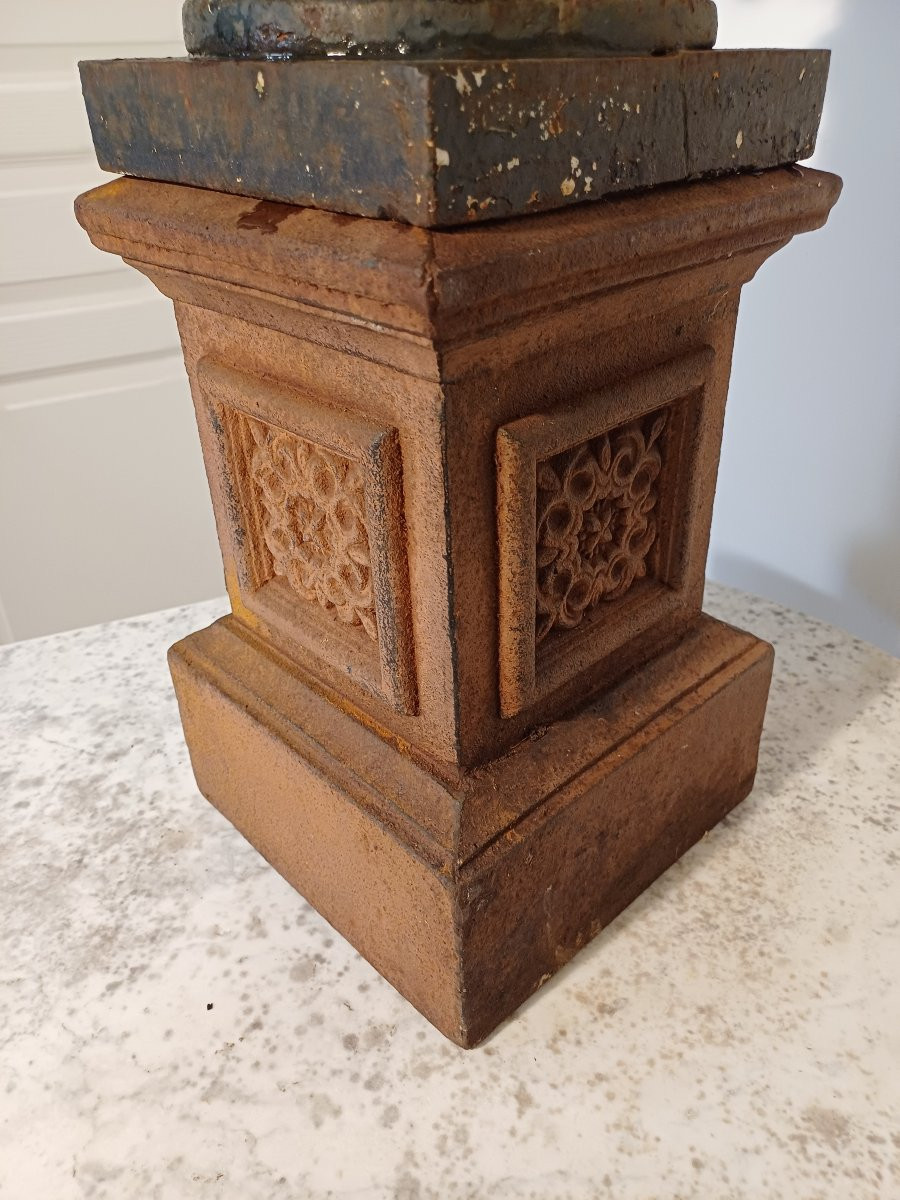 Grand Vase Medicis avec socle en fonte-photo-4