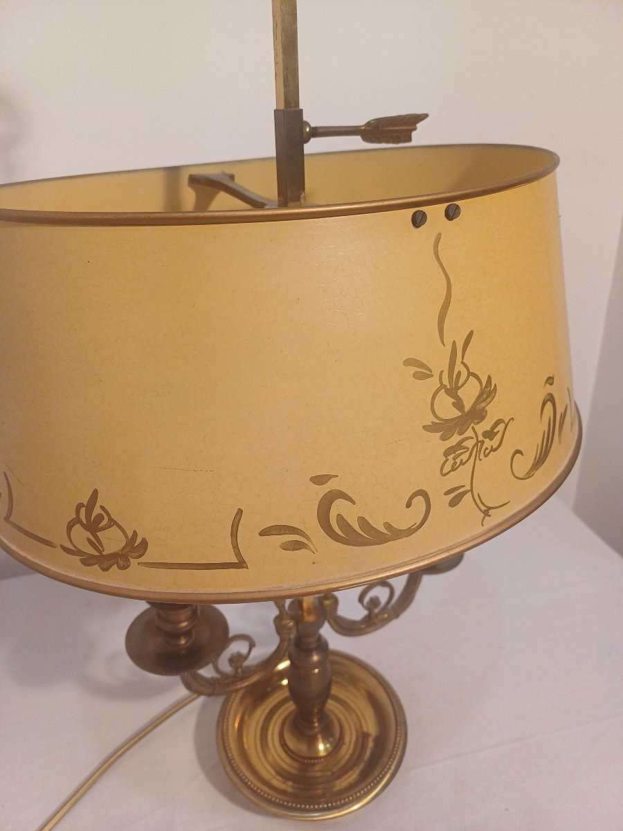 Lampe bouillotte  2 feux abat jour jaune -photo-2