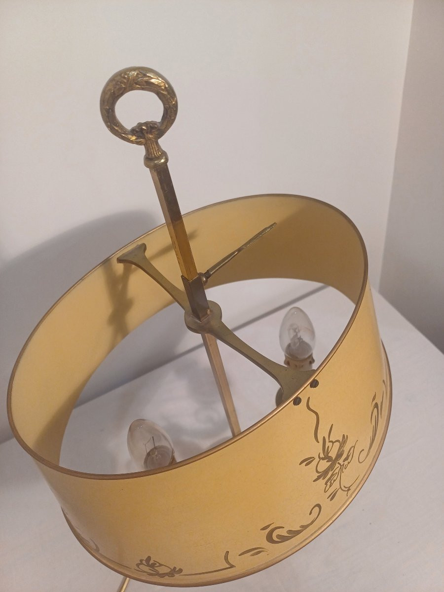 Lampe bouillotte  2 feux abat jour jaune -photo-3