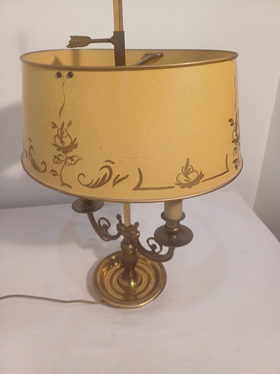 Lampe bouillotte  2 feux abat jour jaune -photo-4