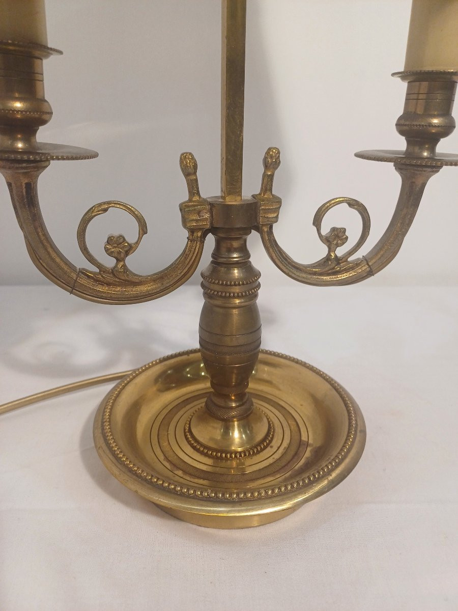Lampe bouillotte  2 feux abat jour jaune -photo-2