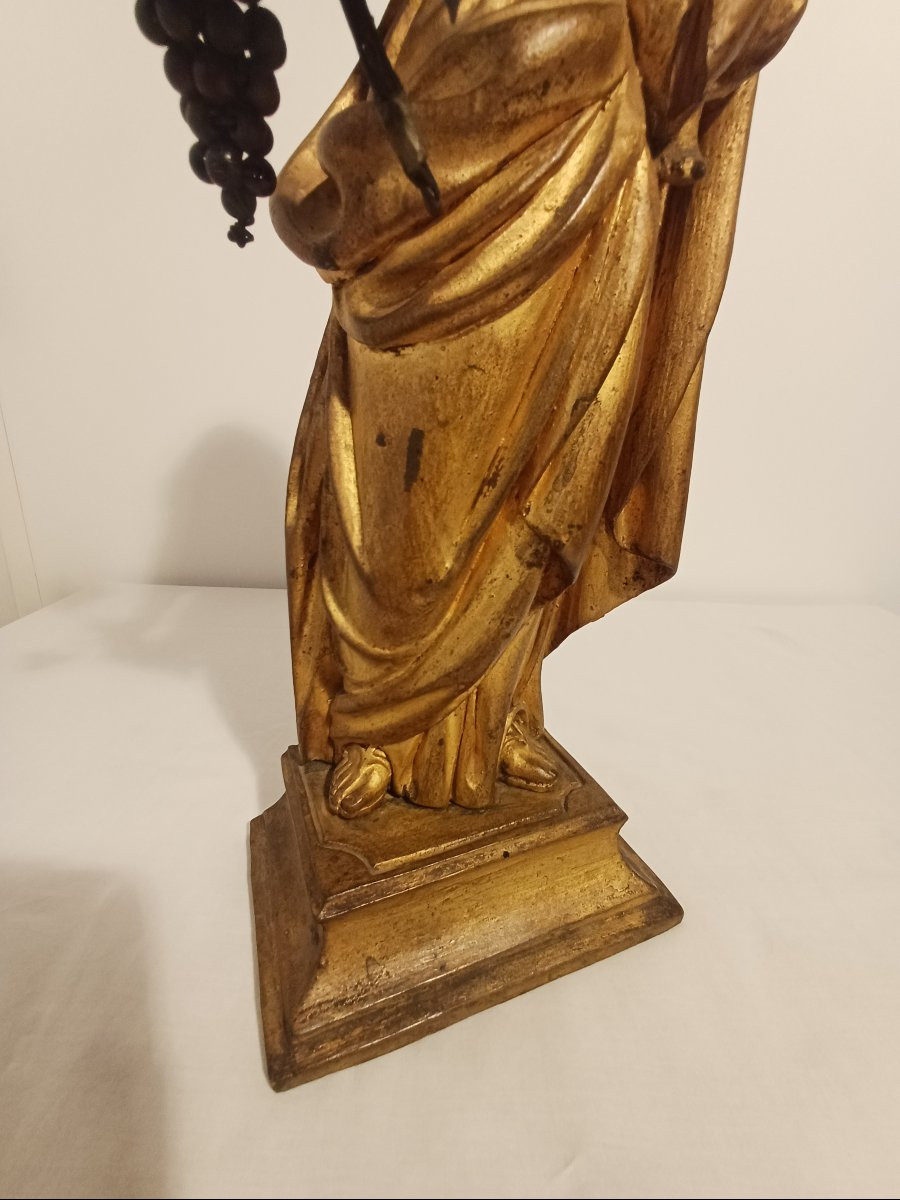  Sainte Vierge et l'enfant en bois doré -photo-1