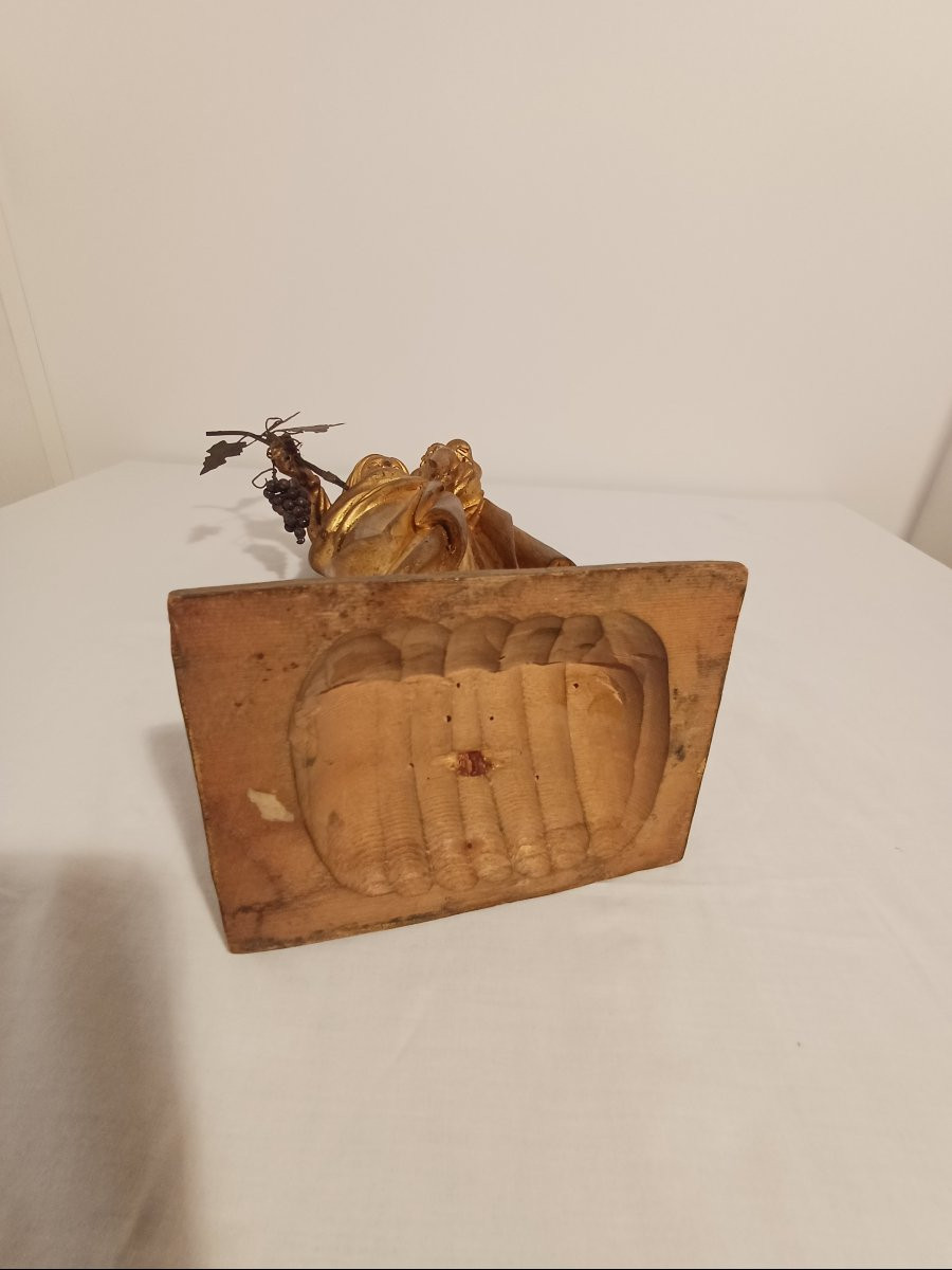  Sainte Vierge et l'enfant en bois doré -photo-3