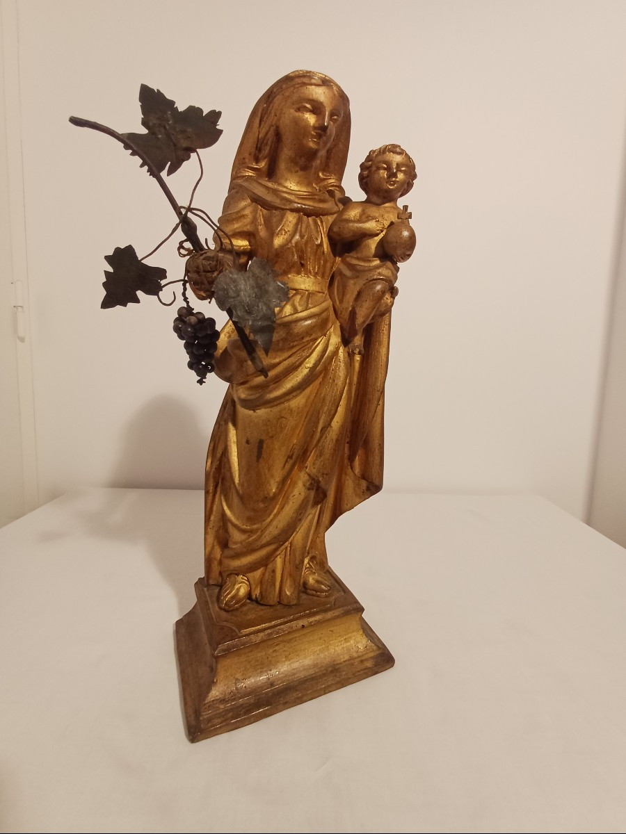  Sainte Vierge et l'enfant en bois doré 