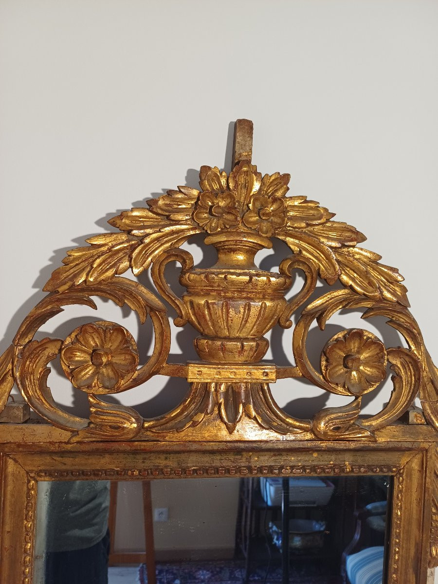 Miroir Louis XVI en bois doré -photo-2