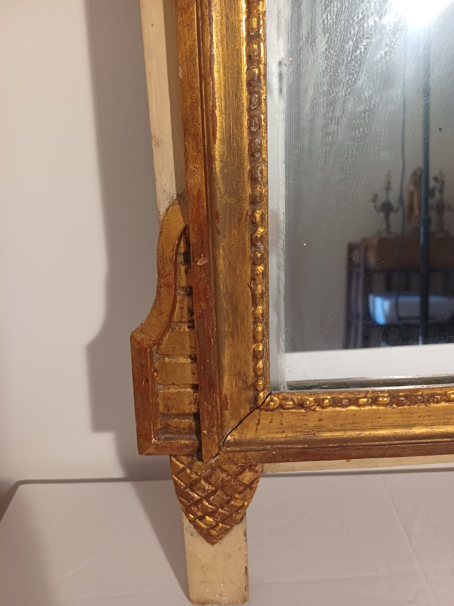 Miroir Louis XVI en bois doré -photo-4
