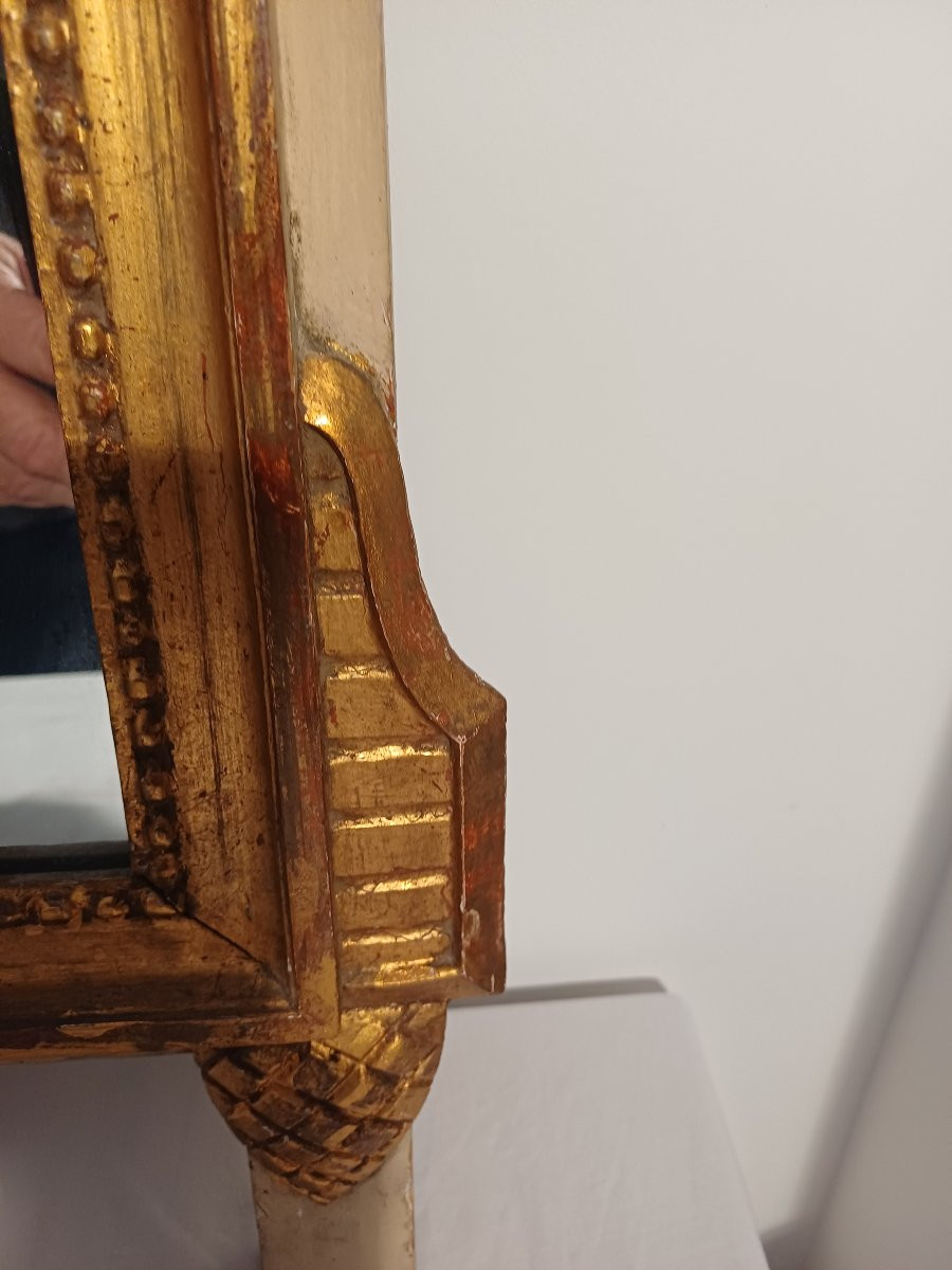Miroir Louis XVI en bois doré -photo-1