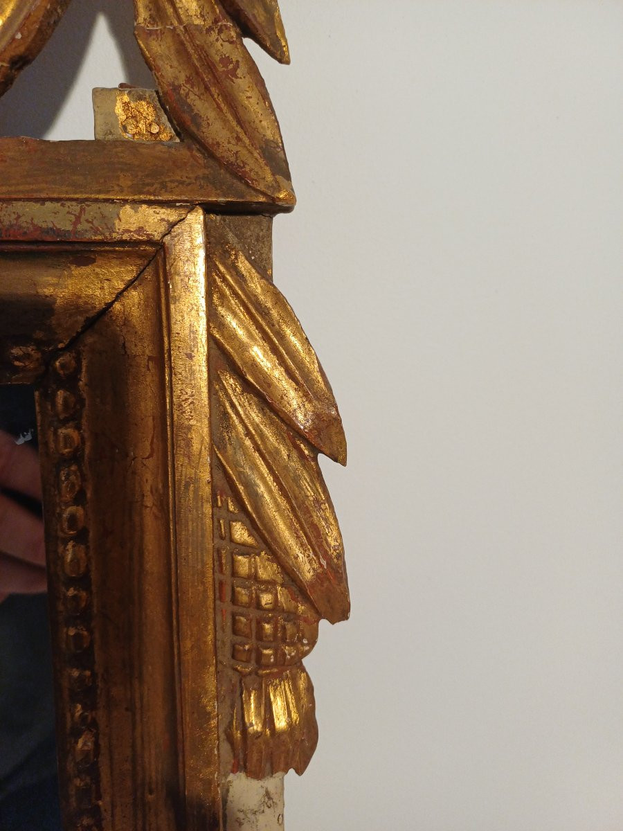 Miroir Louis XVI en bois doré -photo-2