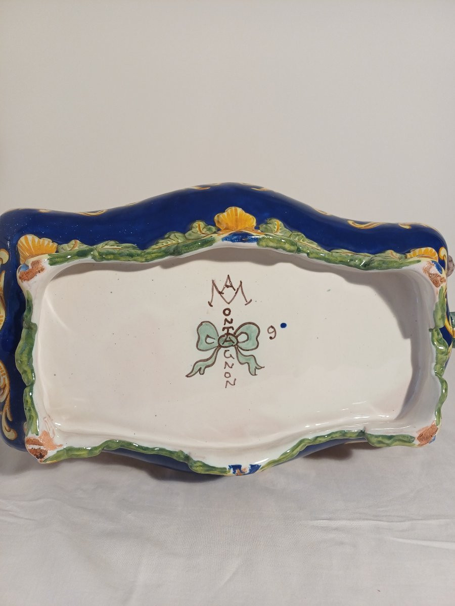 Jardiniere en Faience à décor émaillé de style Renaissance-photo-2