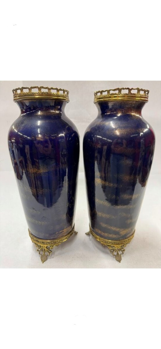 Enamelled Ceramic Vases With Enamelled Bird Decoration-photo-4
