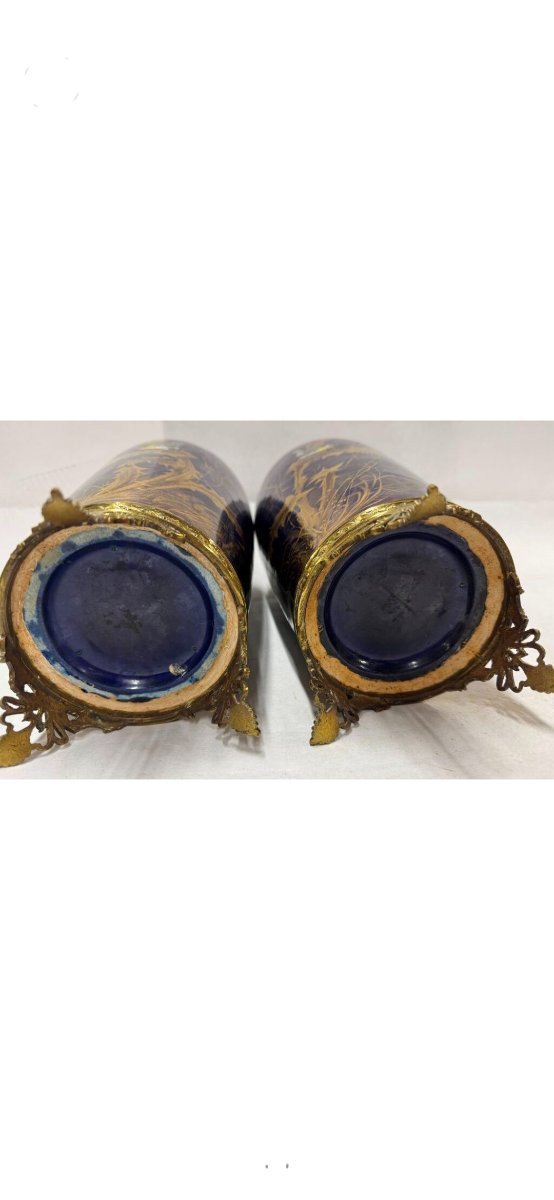 Enamelled Ceramic Vases With Enamelled Bird Decoration-photo-2