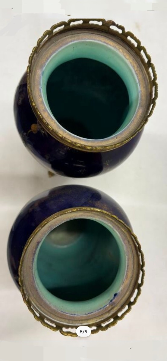 Enamelled Ceramic Vases With Enamelled Bird Decoration-photo-3