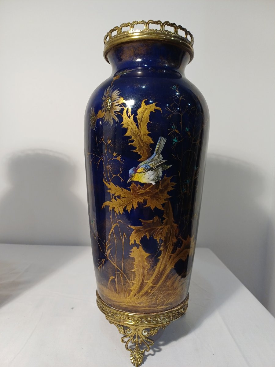 Vases en céramique émaillé à  décor d' oiseaux-photo-5