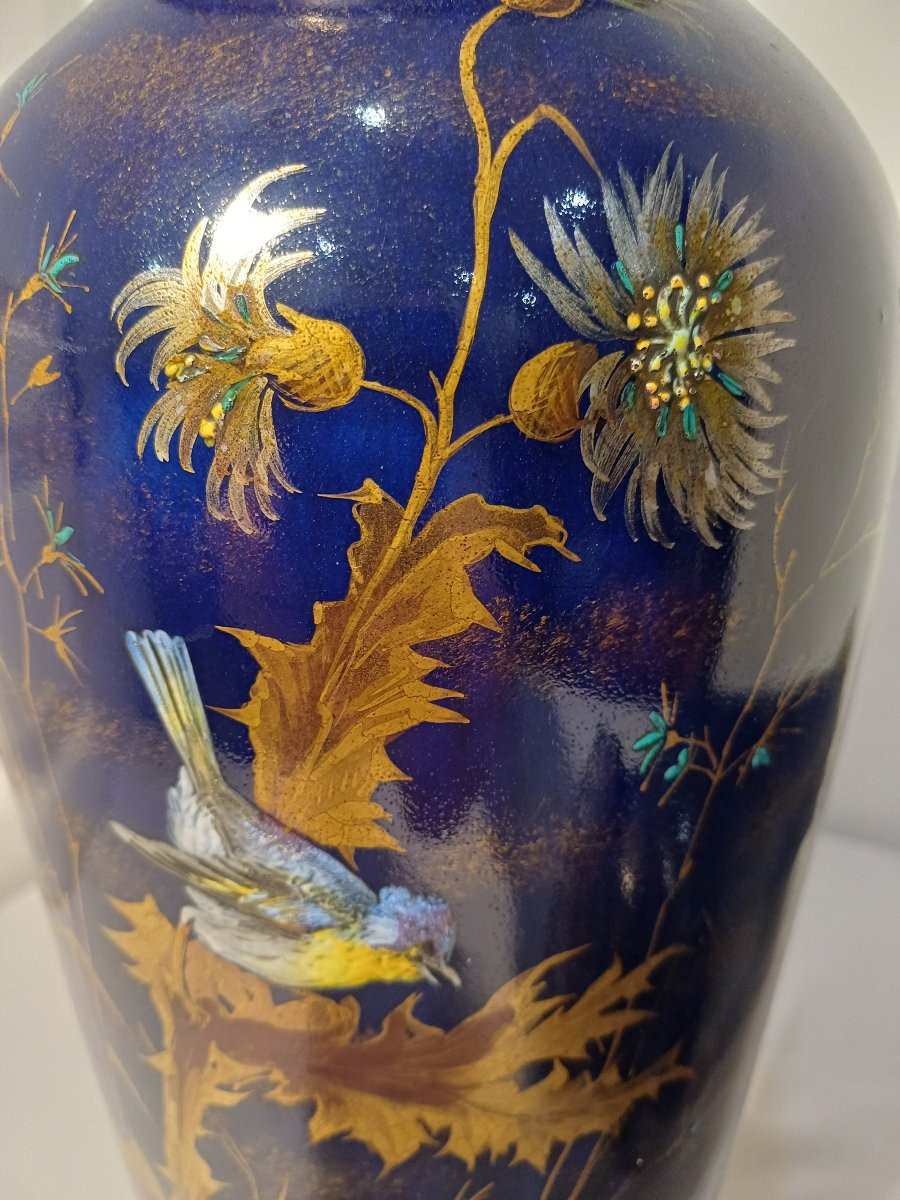 Vases en céramique émaillé à  décor d' oiseaux-photo-6