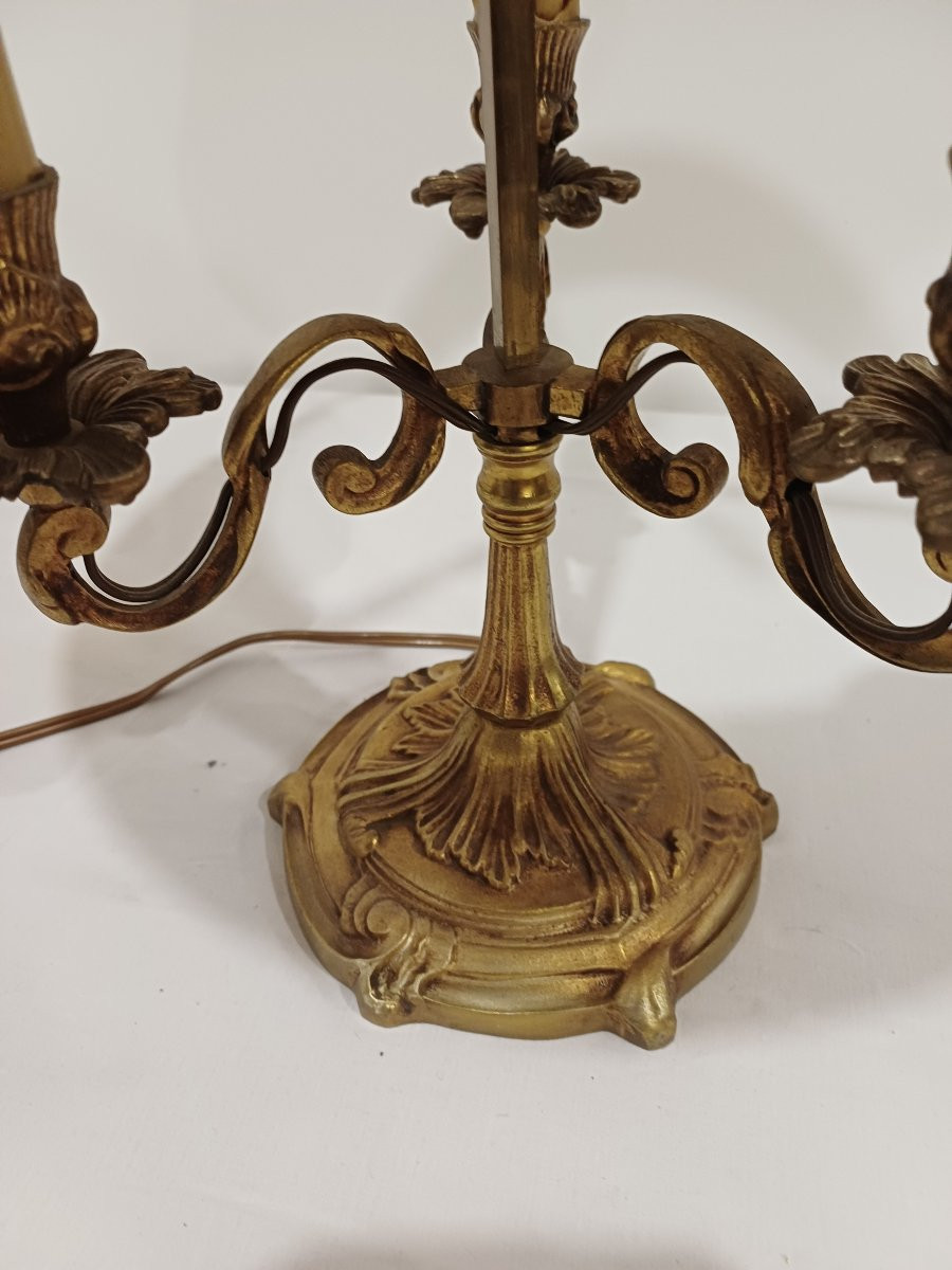 Three-light Bronze Bouillotte Lamp-photo-2