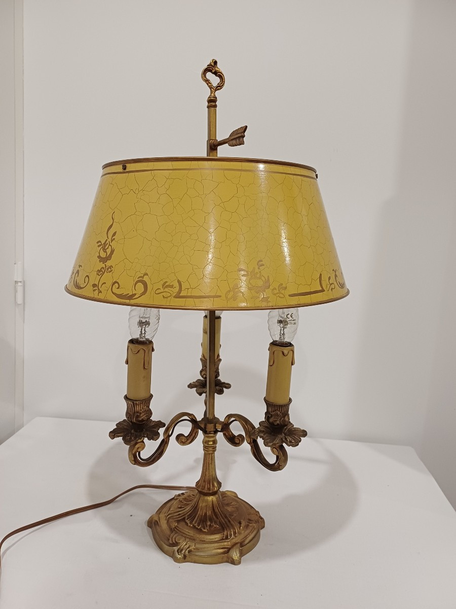 Three-light Bronze Bouillotte Lamp