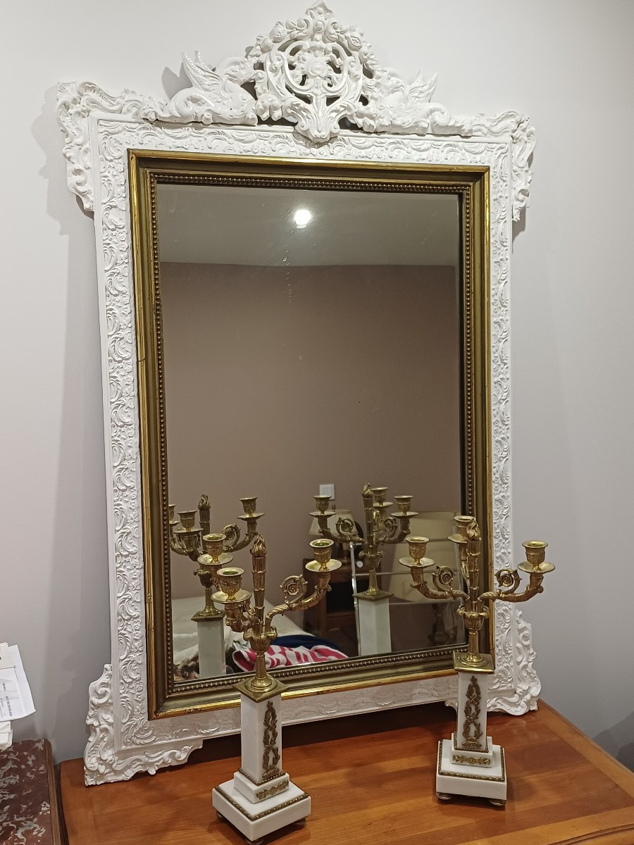 Miroir   Style Louis XV à fronton décoré 