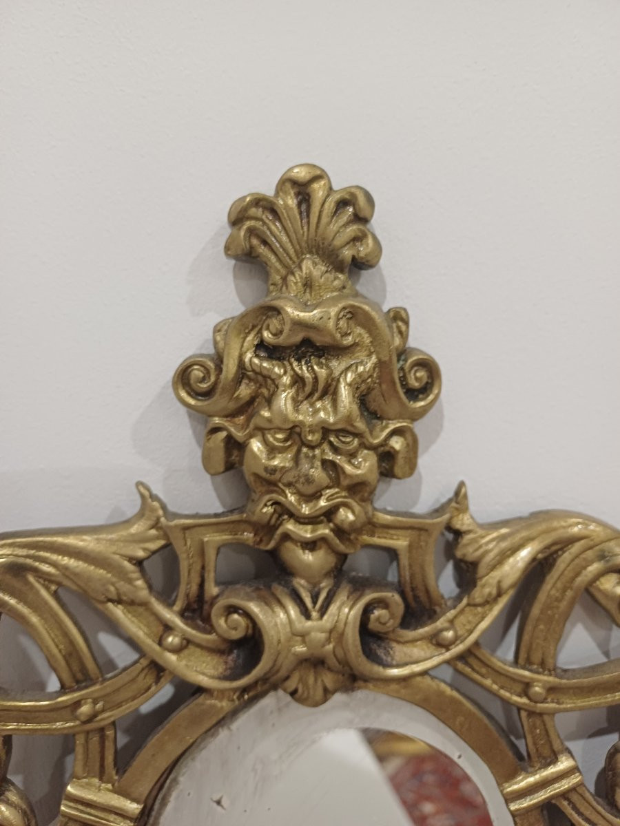 Louis XV Style 3-light Bronze Mirror Wall Lights-photo-4