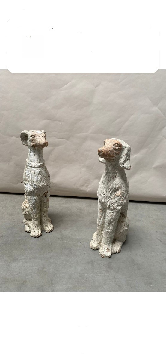 Terracotta Greyhound Dogs (pair).
